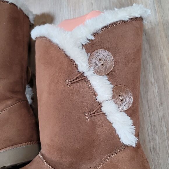 💜SO Brown & Cream Faux Fur Lined Junebug Boots Size 10 - Picture 6 of 15